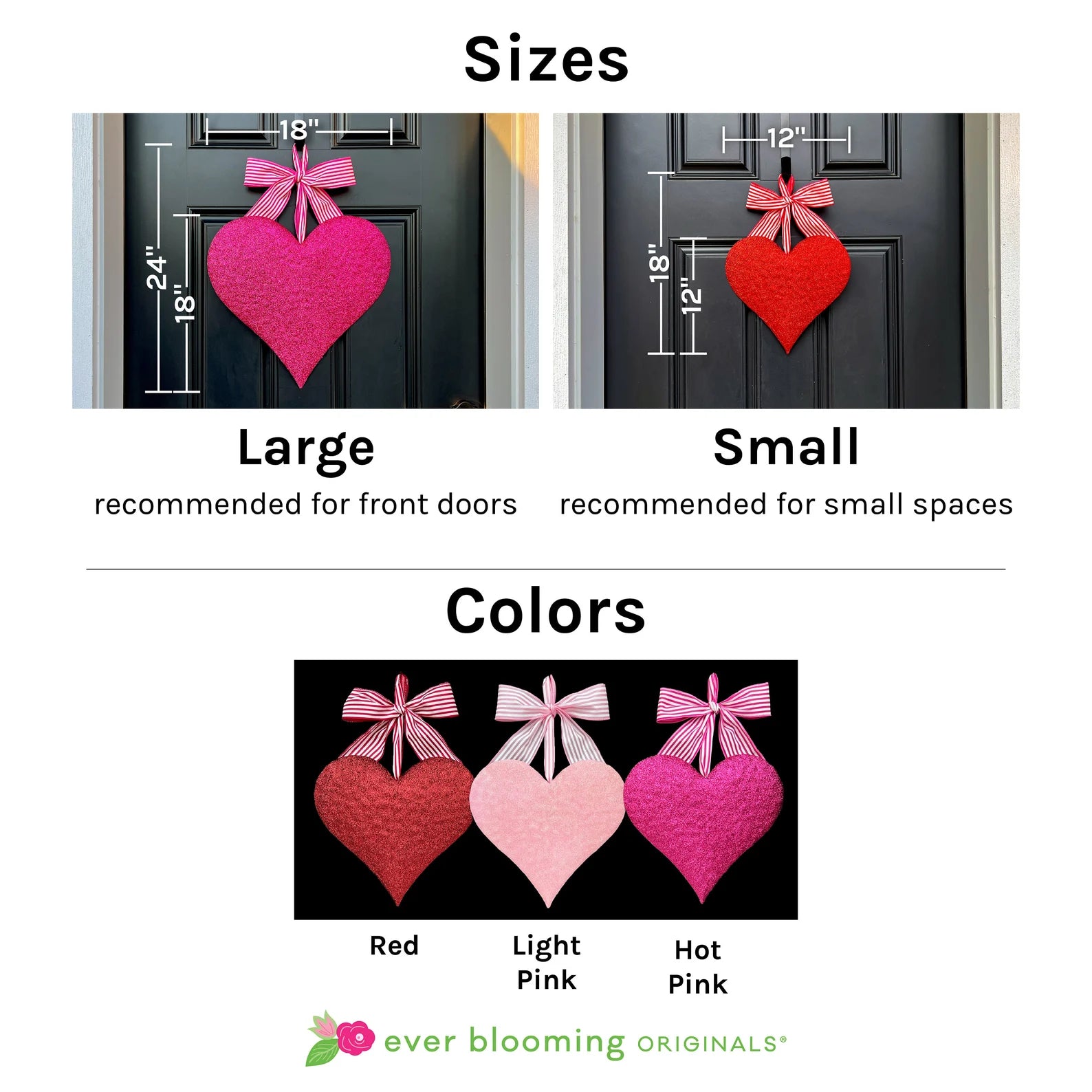 Heart Door Wreath Sizes