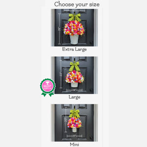 Pink Tulip Bucket Door Wreath