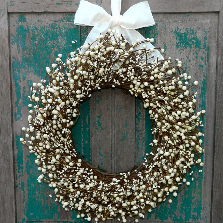 Cream Berry Wreath with Bow