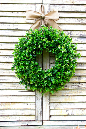 Boxwood Wreath with Bow