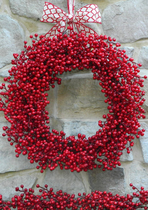 Red Waterproof Wreath with Bow