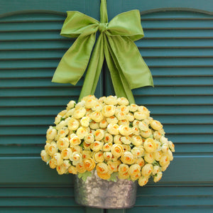 Yellow Ranunculus Flower Pail Door Hanger