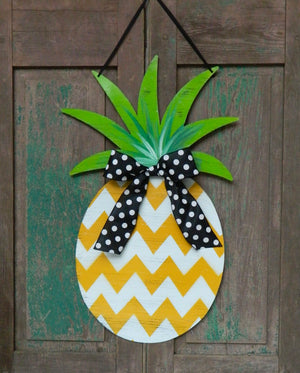 Pineapple Door Wreath - Pineapple Door Hanger - Pineapple Hospitality Wreath - Chevron Door Hanger