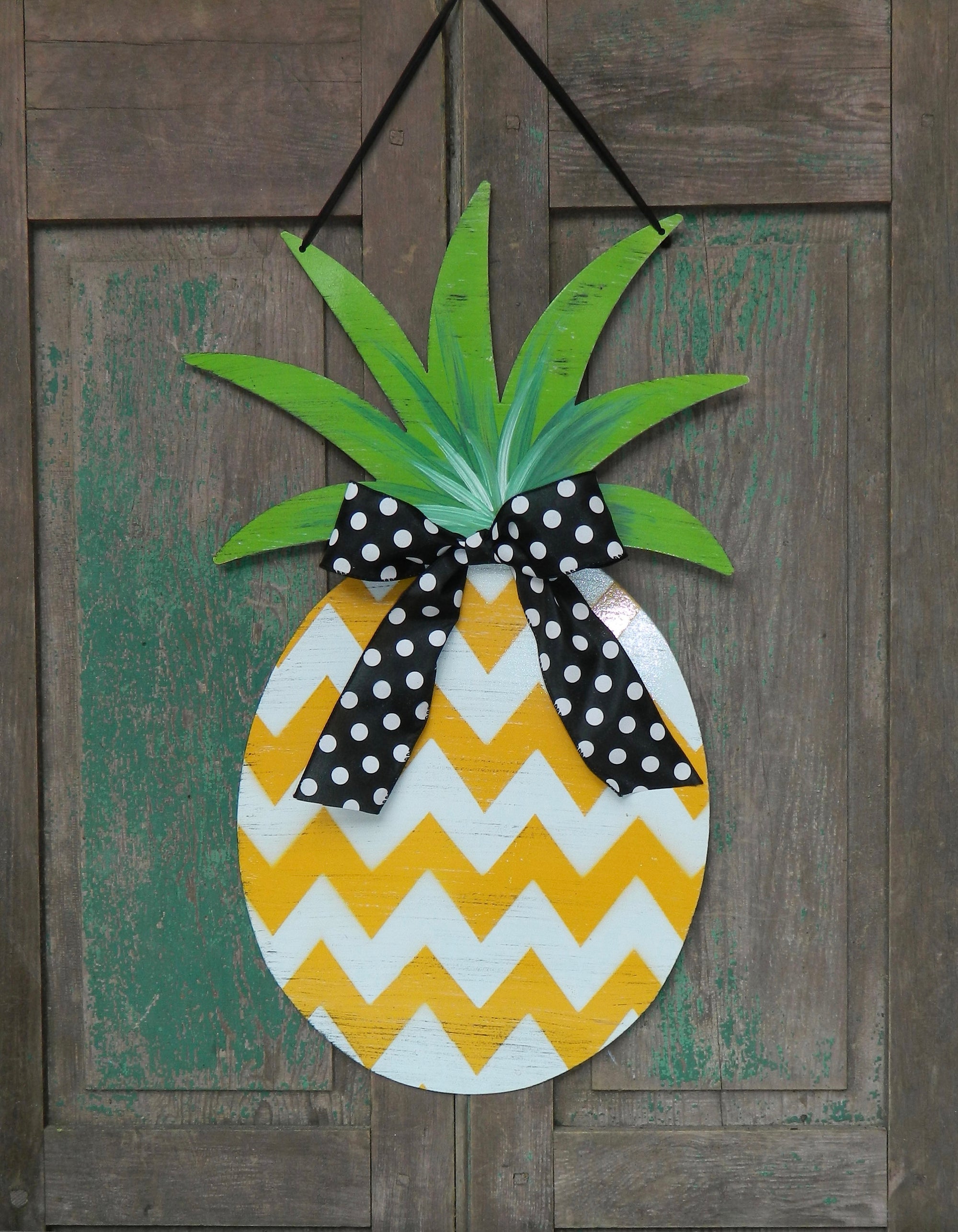 Pineapple Door Wreath - Pineapple Door Hanger - Pineapple Hospitality Wreath - Chevron Door Hanger