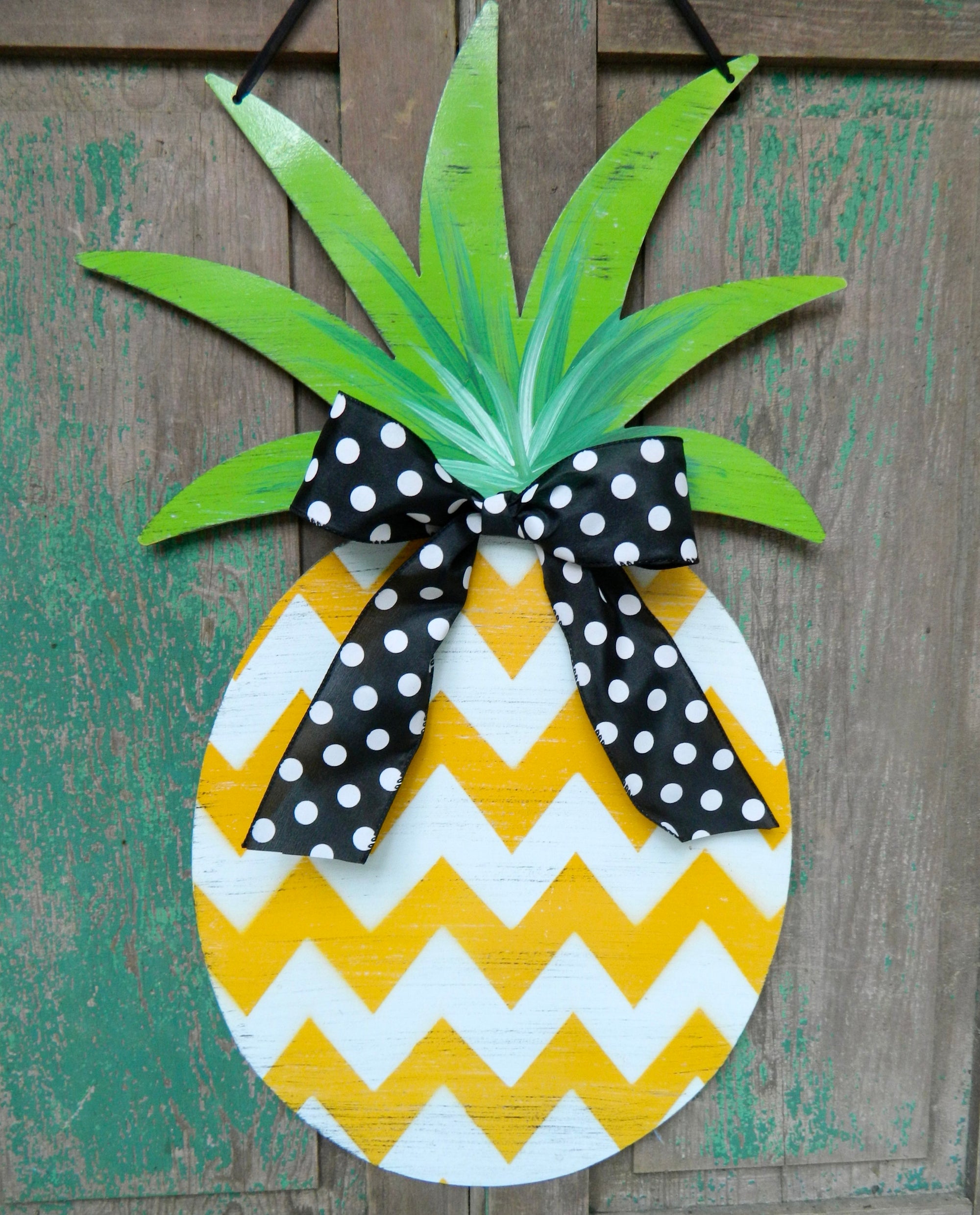 Pineapple Door Wreath - Pineapple Door Hanger - Pineapple Hospitality Wreath - Chevron Door Hanger