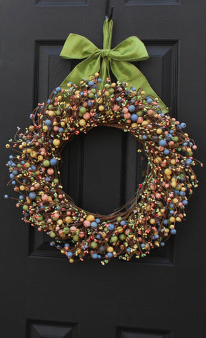 Mixed Spring Combo Berry Wreath with Bow