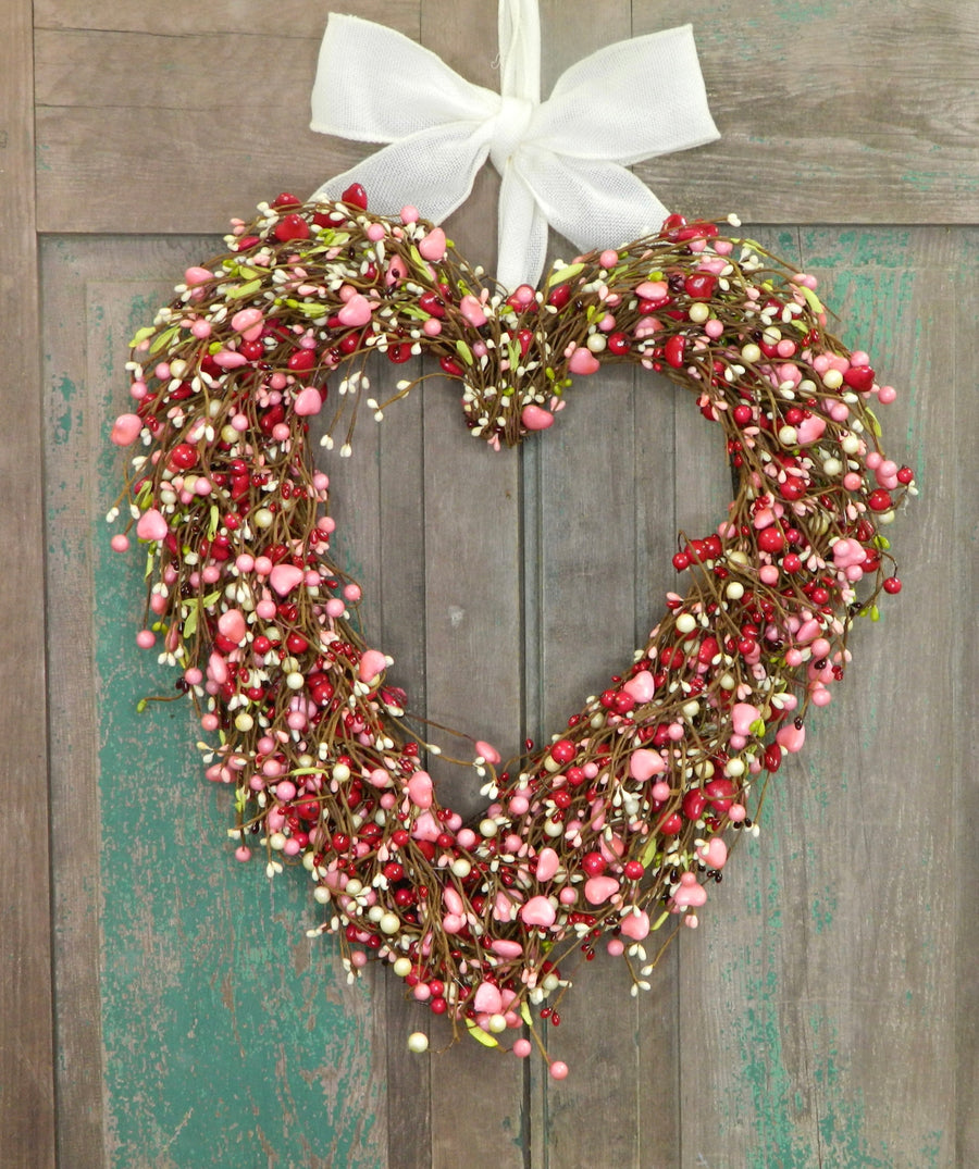 Red Heart Valentine Wreath with Bow