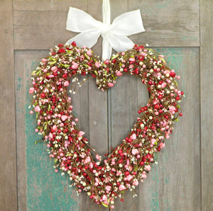 Red Heart Valentine Wreath with Bow