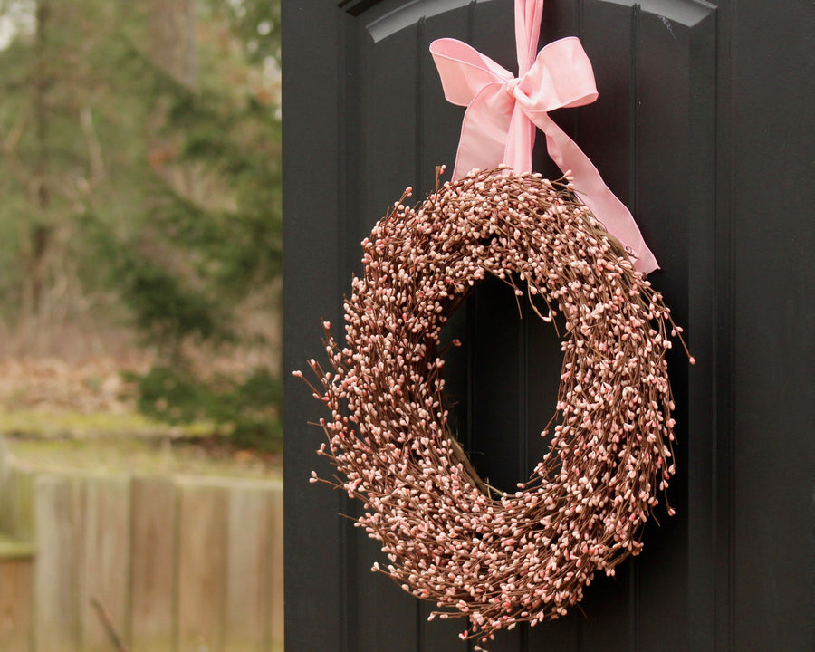 Pink Pip Berry Wreath