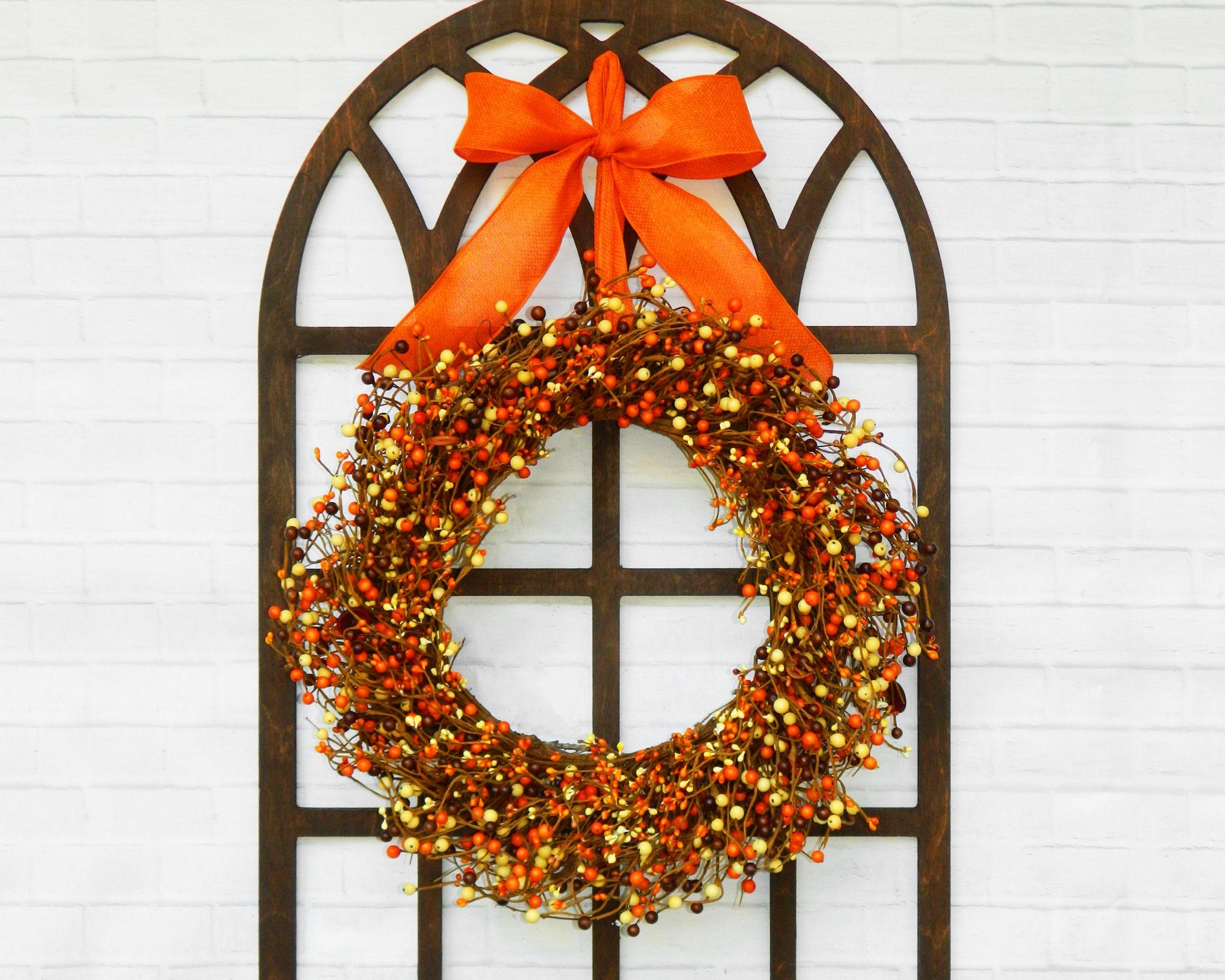 Fall Berry Wreath - Fall Wreath - Autumn Door Wreath - Orange & Brown Berry Wreath