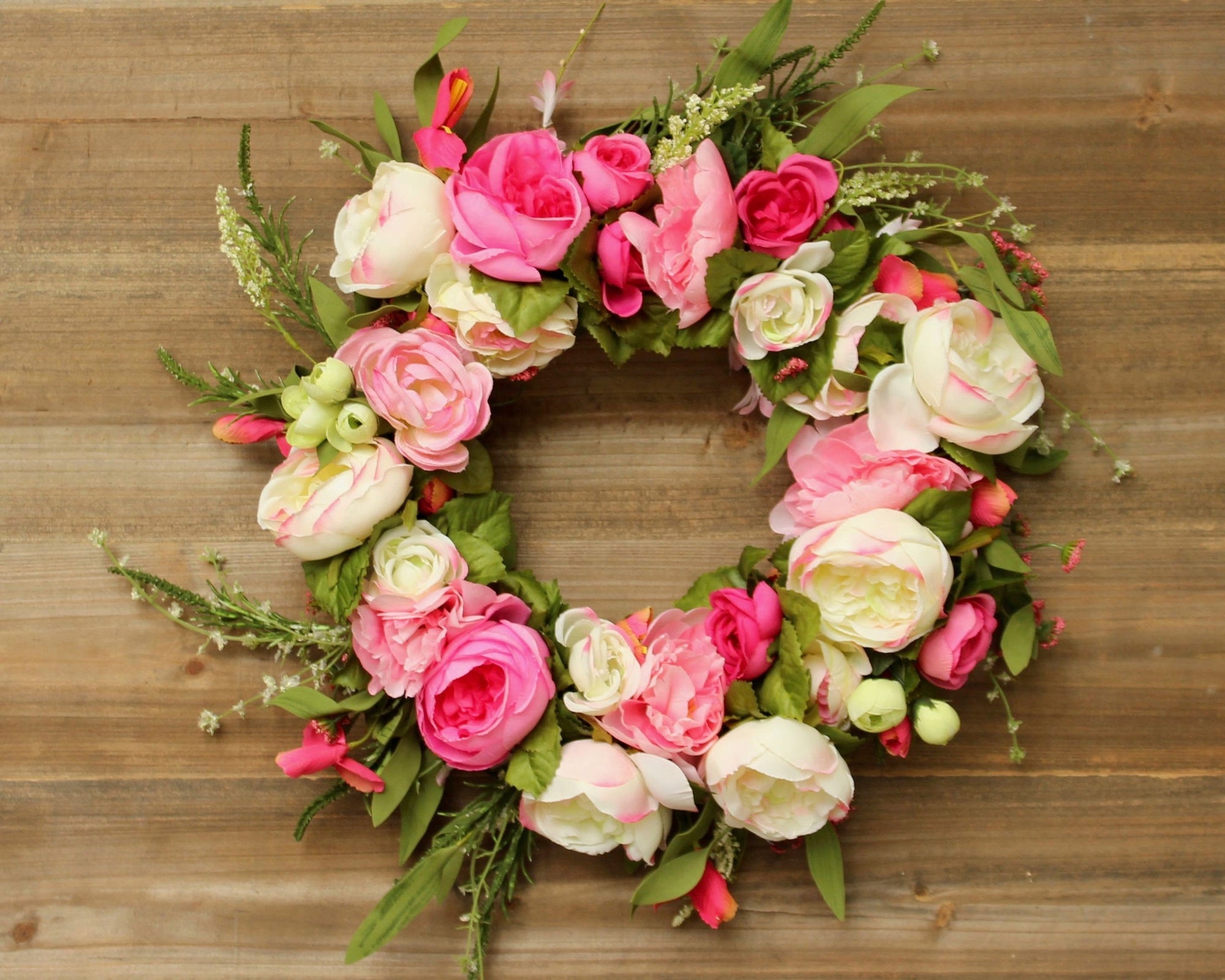 Pink Spring-Summer Floral Wreath