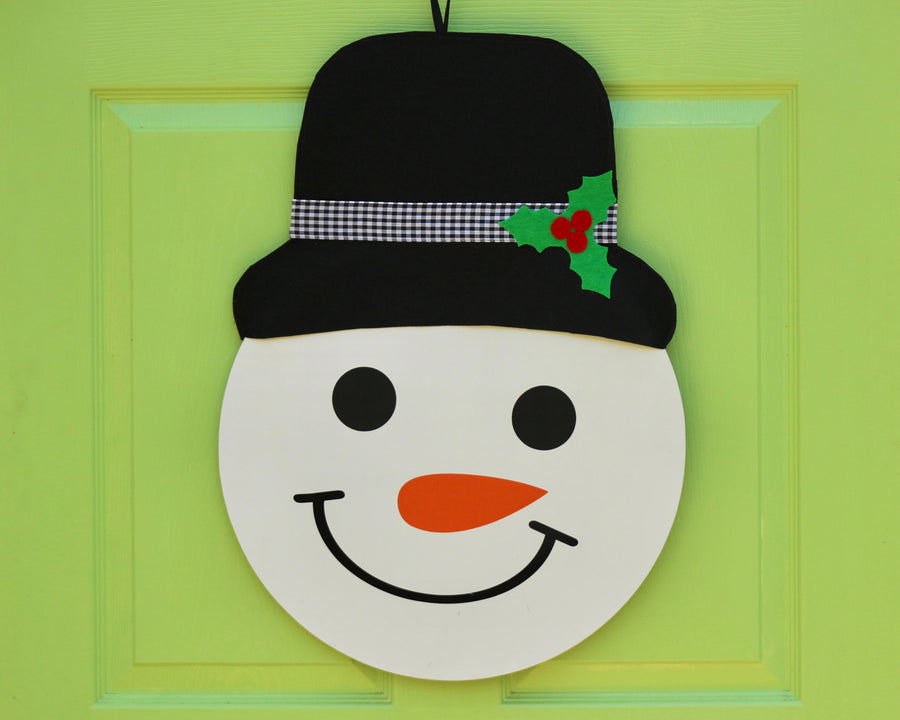 Holiday Decor, Holiday Wreath, Snowman Door Hanger, Christmas Door Decor