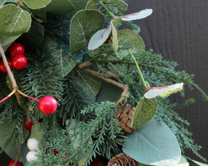 Holiday wreath, Christmas wreath, holiday decor, pine eucalyptus wreath