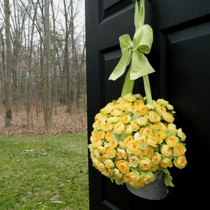 Yellow Ranunculus Flower Pail Door Hanger