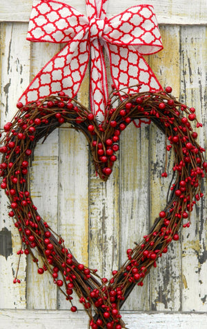 Marvelous Red Heart Wreath with Bow