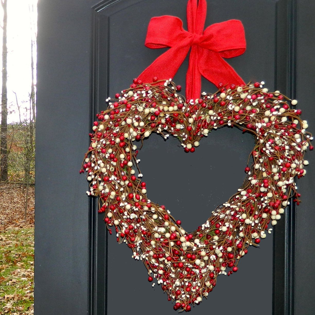 Valentine's Day Wreath, Red & Ivory