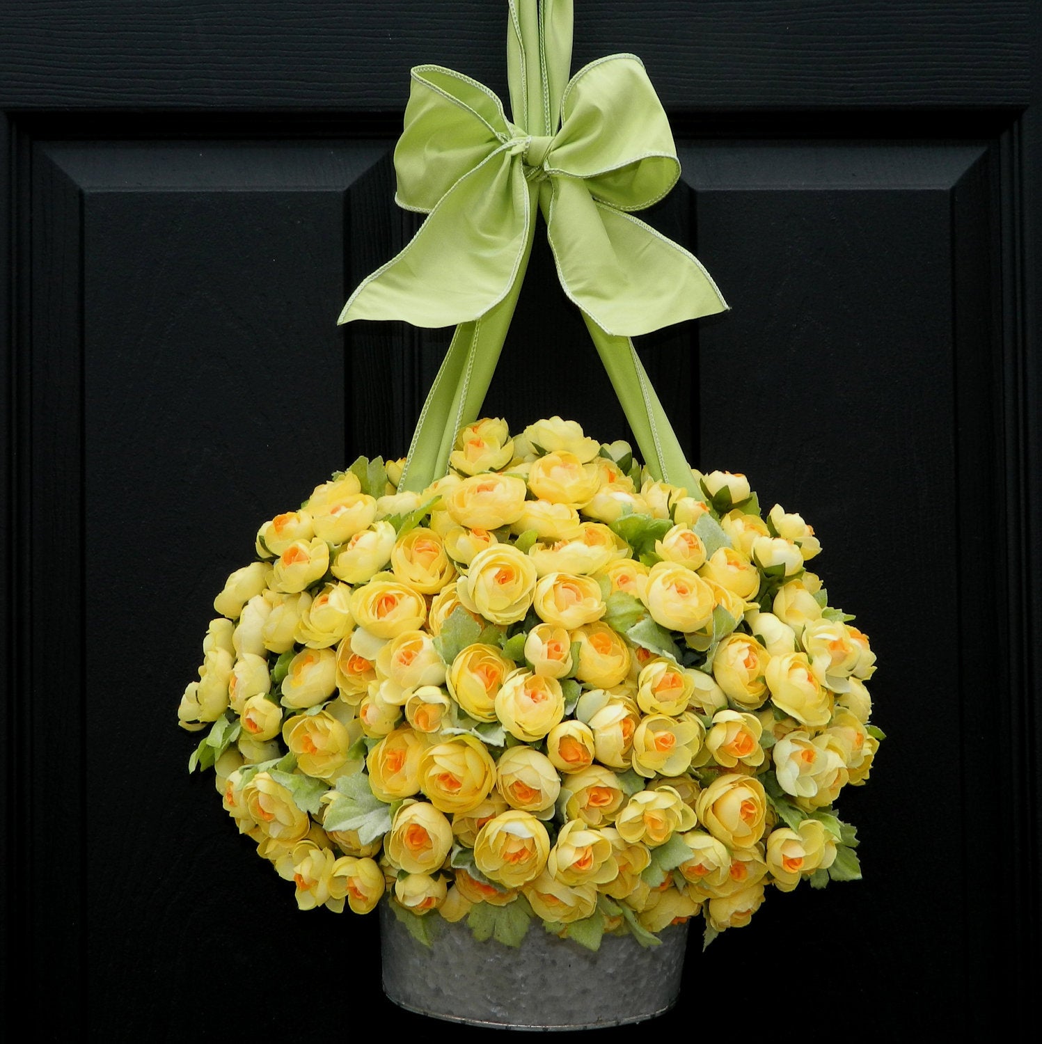 Yellow Ranunculus Flower Pail Door Hanger