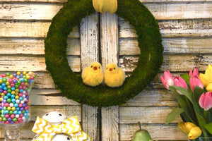 Spring Wreath - Easter Wreath - Chickadee Decoration - Moss Wreath
