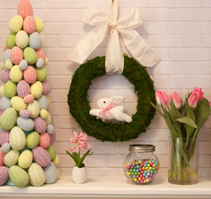 Spring Moss Bunny Wreath Door Hanger
